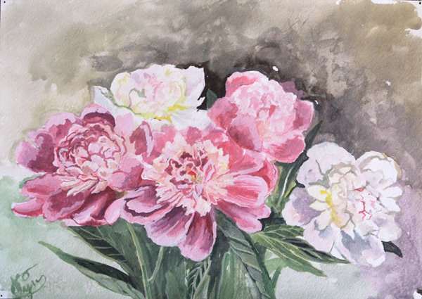 Правополушарное рисование пионы