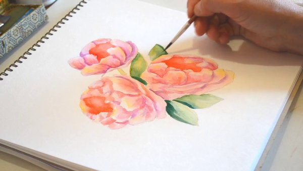 Мастер класс по рисованию гуашью пионы