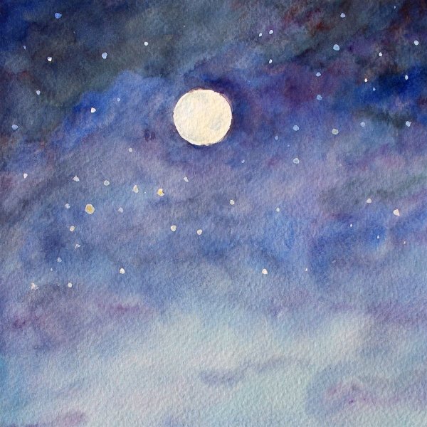 Ночное небо акварелью