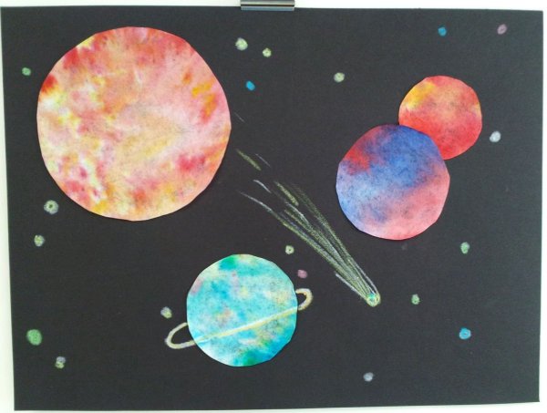 Рисование красками космос