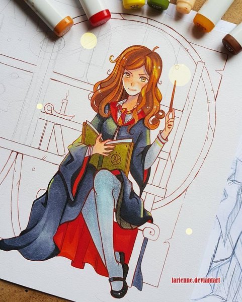 Скетчинг Гарри Поттер маркерами