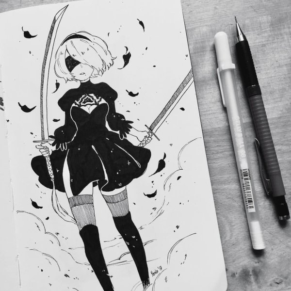 Аниме черной ручкой