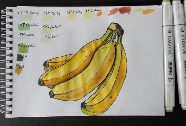 Банан скетч маркерами