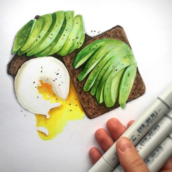 Авокадо скетч маркерами
