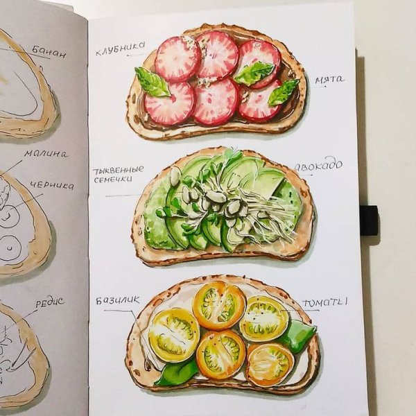 Нарисовать бутерброд маркерами