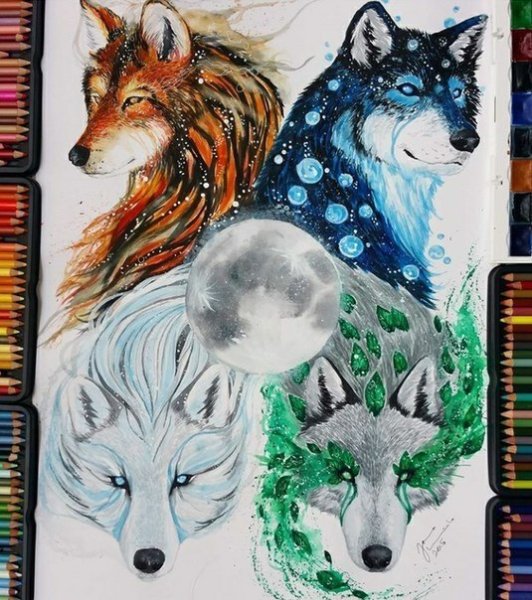 Рисунки Волков в скетчбук