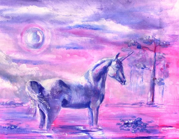 Единорог пастелью