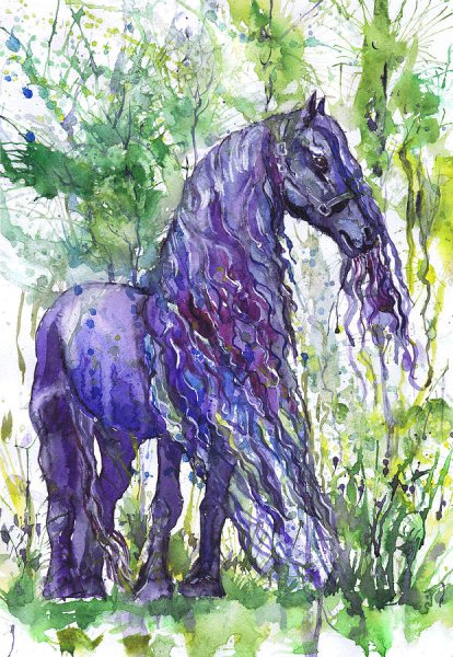 Конь гуашью