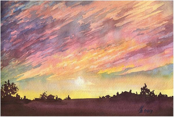 Небо гуашью