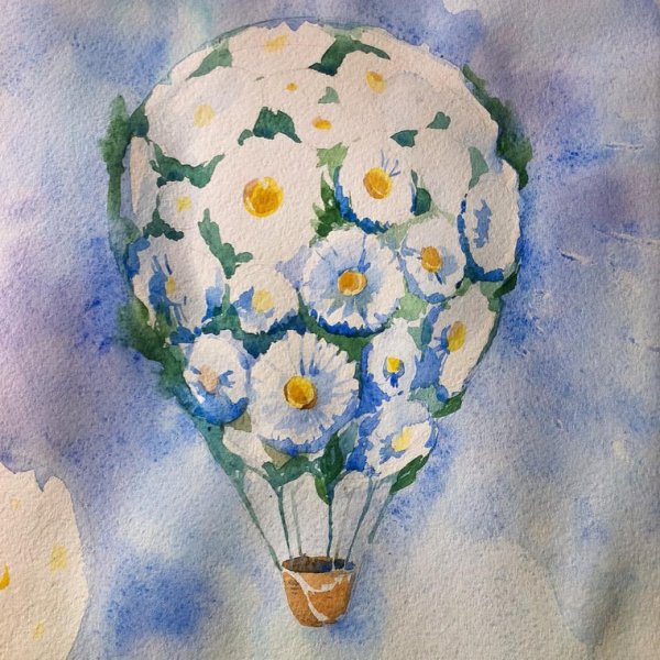 Ромашки букет гуашью