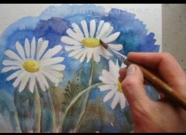 Цветы гуашью для детей ромашки