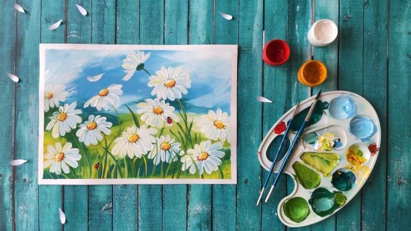 Ромашки гуашью