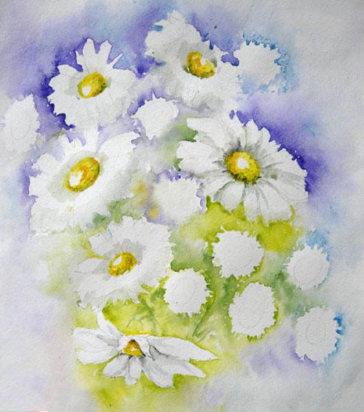 Рисование цветов акварелью для детей