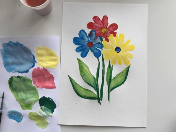 Рисунки гуашью цветы очень легкие и красивые