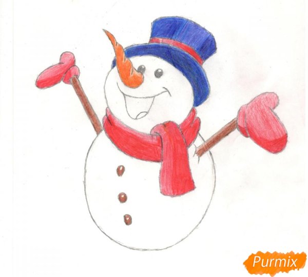 Снеговик акрилом на холсте