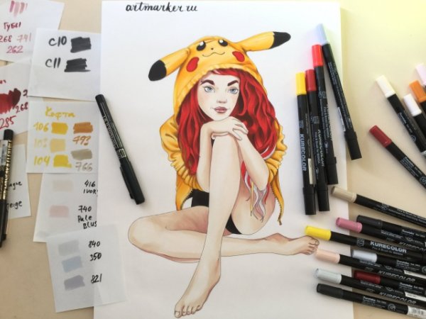 Девочки спиртовыми маркерами