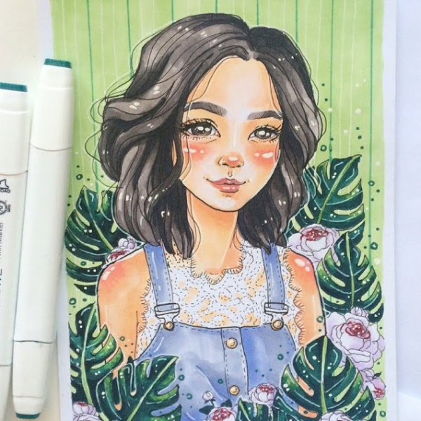 Рисунки девушек маркерами