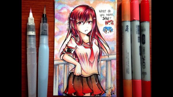 Рисунки скетч маркерами аниме