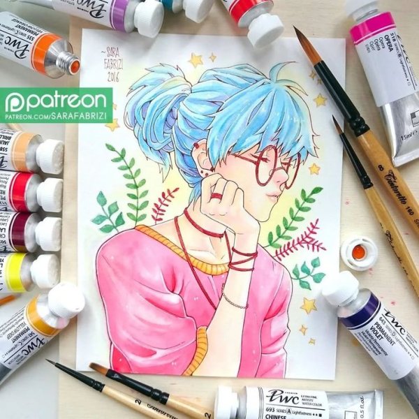 Кот маркерами для скетчинга