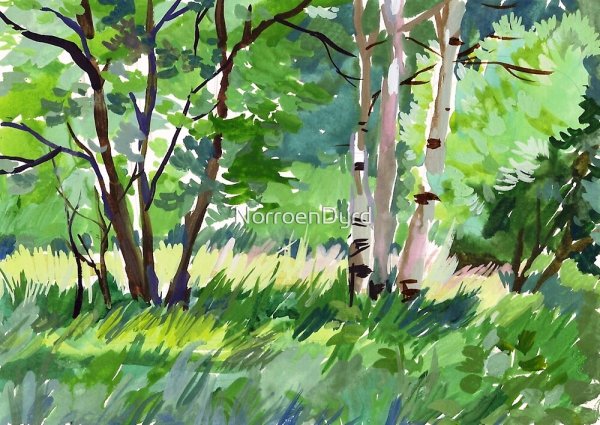 Этюд Поляны в окружении деревьев