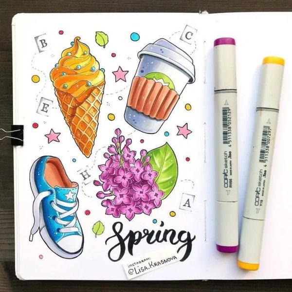 Рисунки вкусняшек в скетчбуке