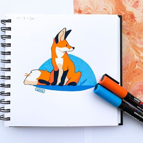 Рисунок маркерами поска животные