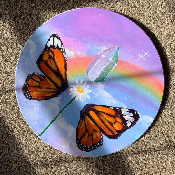 Рисование на пластинках акрилом