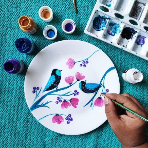 Роспись посуды акриловыми красками