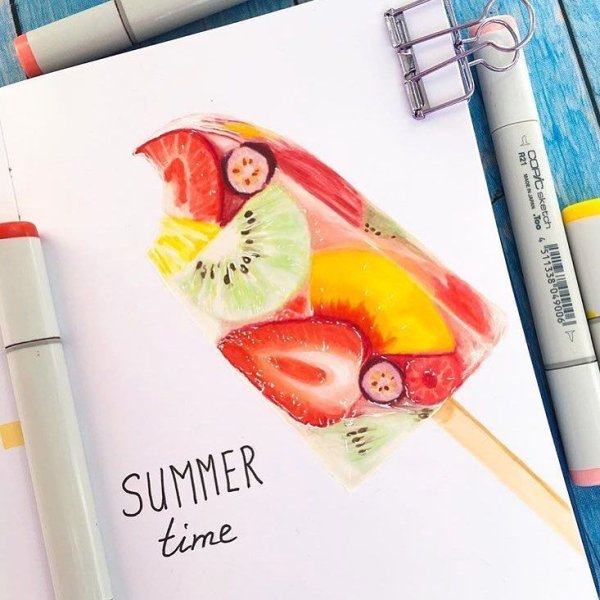 Летние рисунки маркерами