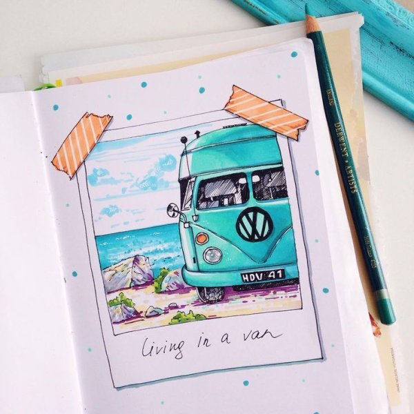 Летние скетчи маркерами