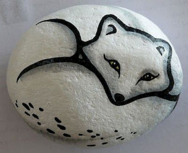 Цветы на камнях акриловыми красками