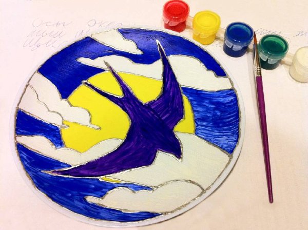 Рисование на тарелках гуашью