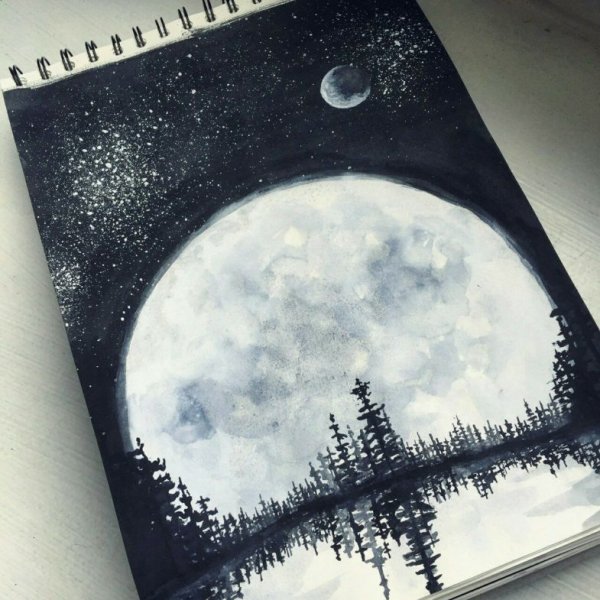 Рисование черной гуашью