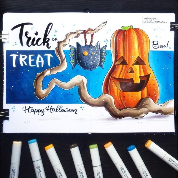 Хэллоуин маркерами