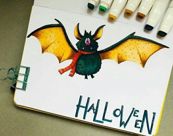 Рисунки маркерами для Хэллоуина животные