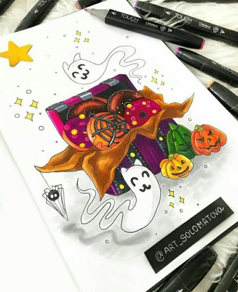 Хэллоуин маркерами