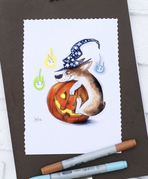 Хеллоуниские рисунки маркерамм