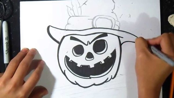 Рисунки на Хэллоуин легкие фломастерами