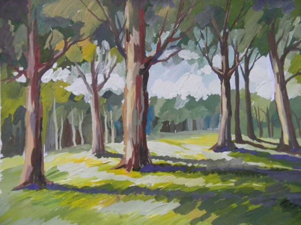 Пейзаж гуашью