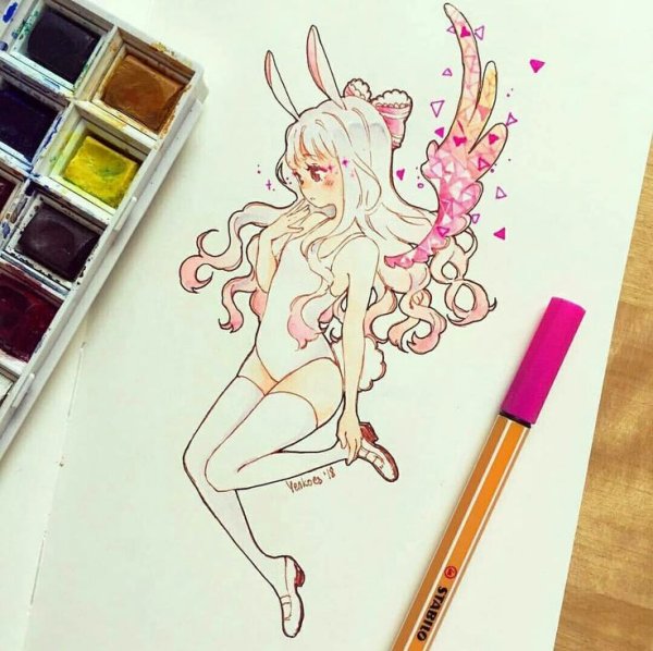 Скетчи девушек маркерами для новичков