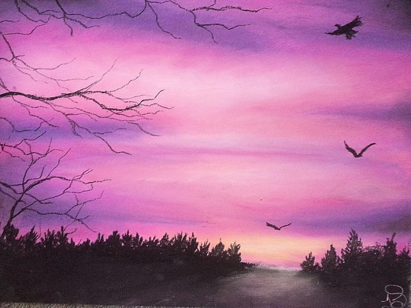 Картина фиолетовый закат