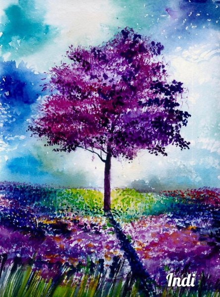 Пейзаж акварелью