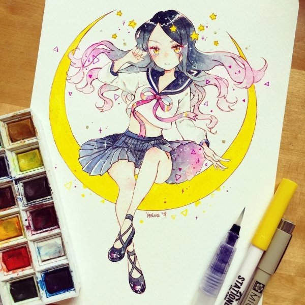 Рисование аниме для скетчбука