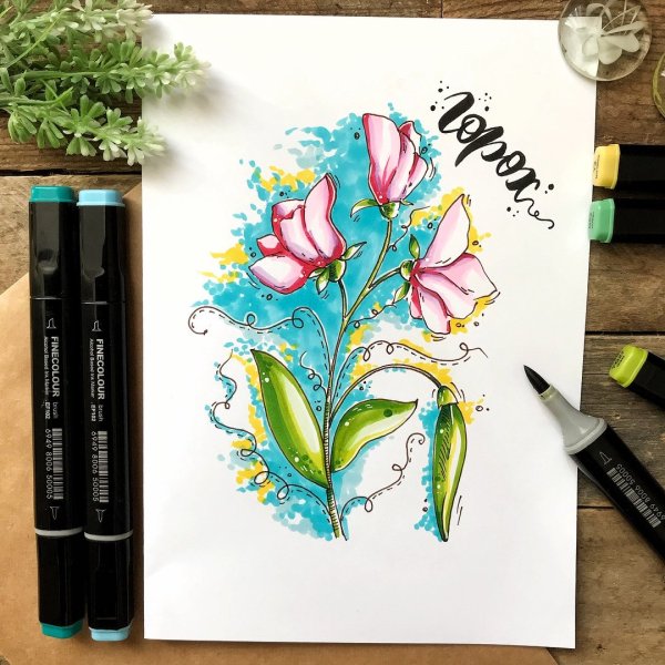 Рисование скетчей маркерами