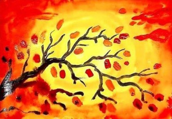 Осеннее дерево карандашом