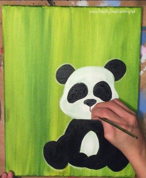 Рисование Панда красками