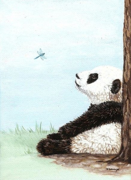 Панда акварелью для начинающих