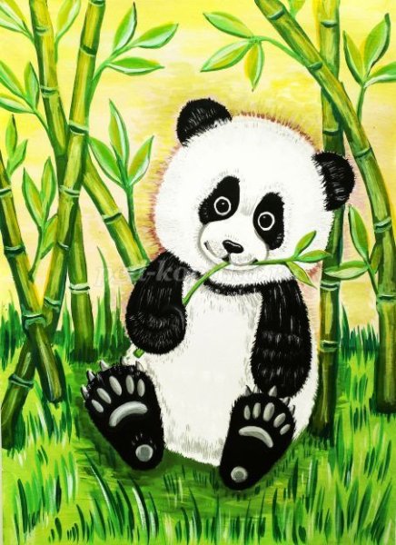 Панда гуашью для детей