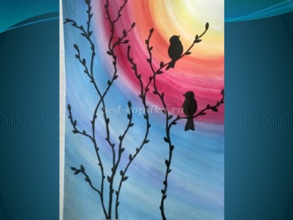 Весенний пейзаж красками легкий