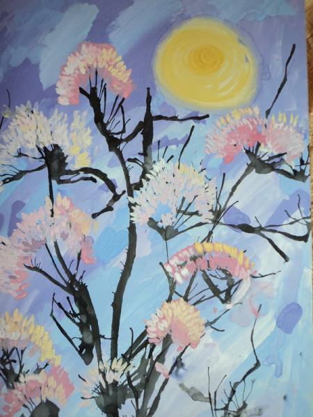 Весенний пейзаж гуашью для детей